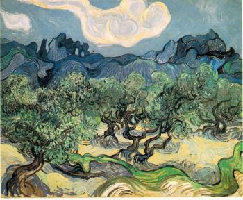 Vincent Van Gogh : Olive Trees with the Alpilles in the Background